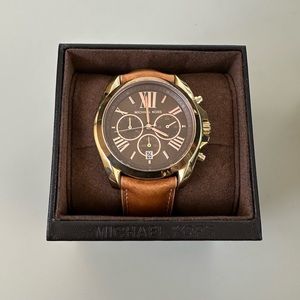 MK 5630 Chronograph Watch Rose Gold Brown Leather band